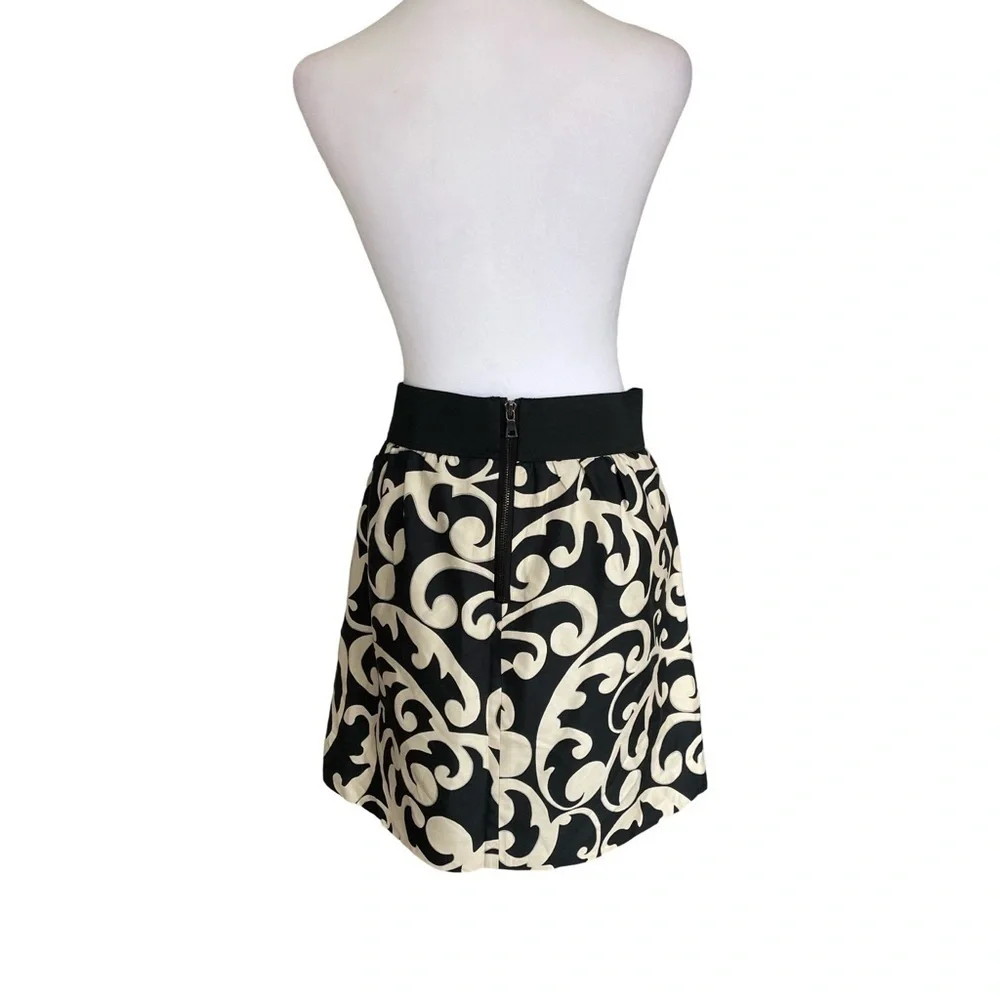 Ann Taylor LOFT Black and White Silk Cotton Blend Skirt Size 8